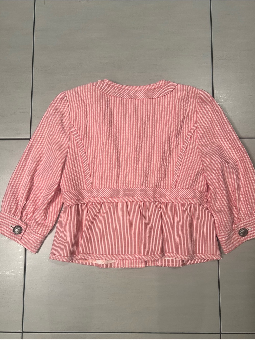 Cynthia Steffe Pink and White Striped Cropped Peplum Jacket size 4 - Picture 2 of 5